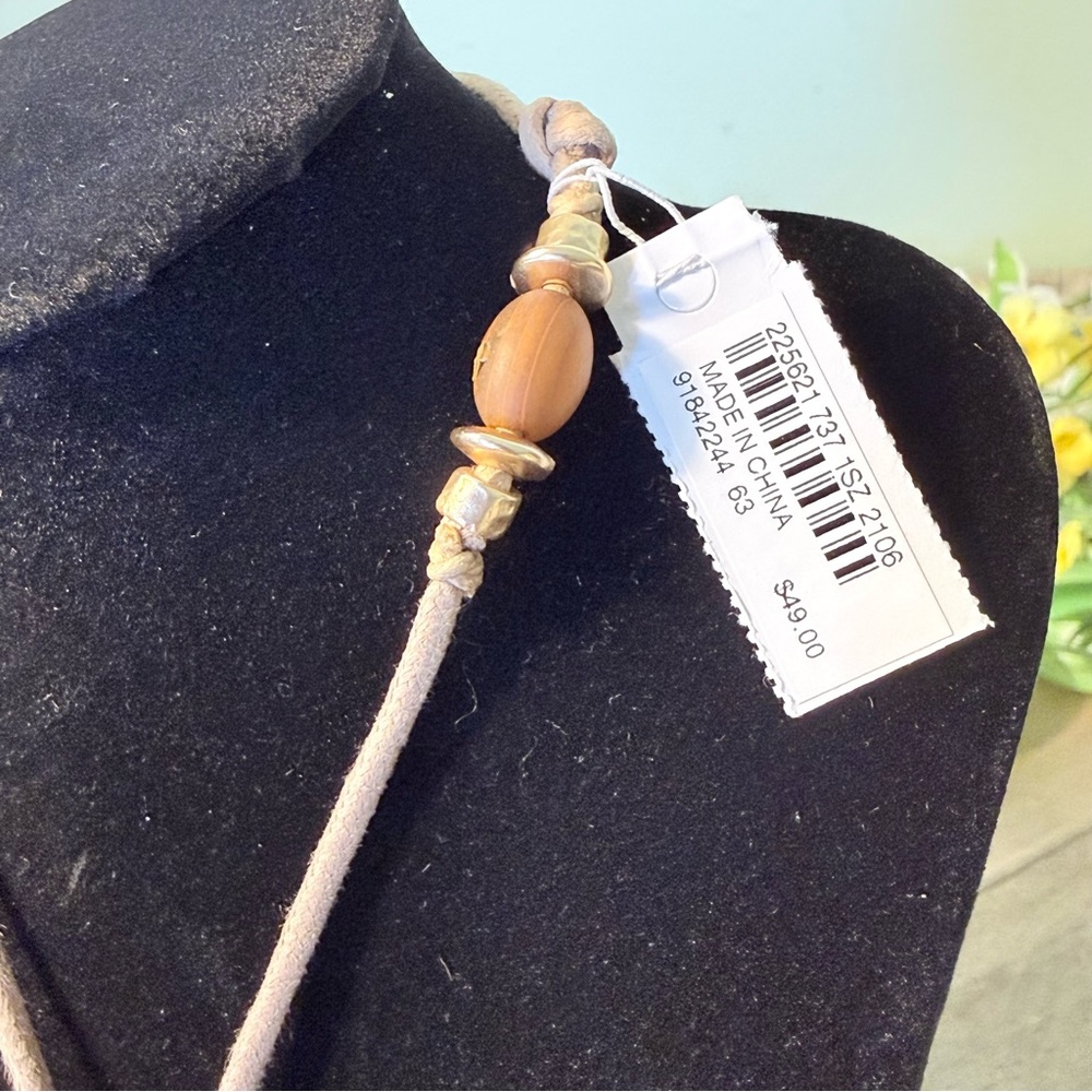 J. Jill Cream and Brown Beaded Tassel Necklace - Picture 5 of 5